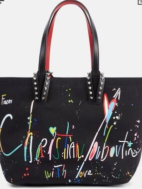 Christian Louboutin Cabata Beach Splash tote bag featuring a multicolored logo